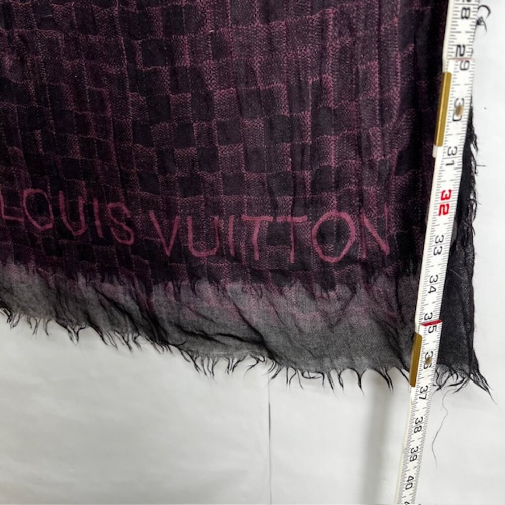 LOUIS VUITTON Etole Fringe Shawl Scarf 70% Cashmere/30% Silk 80" x51" 401910(42 - Picture 13 of 16